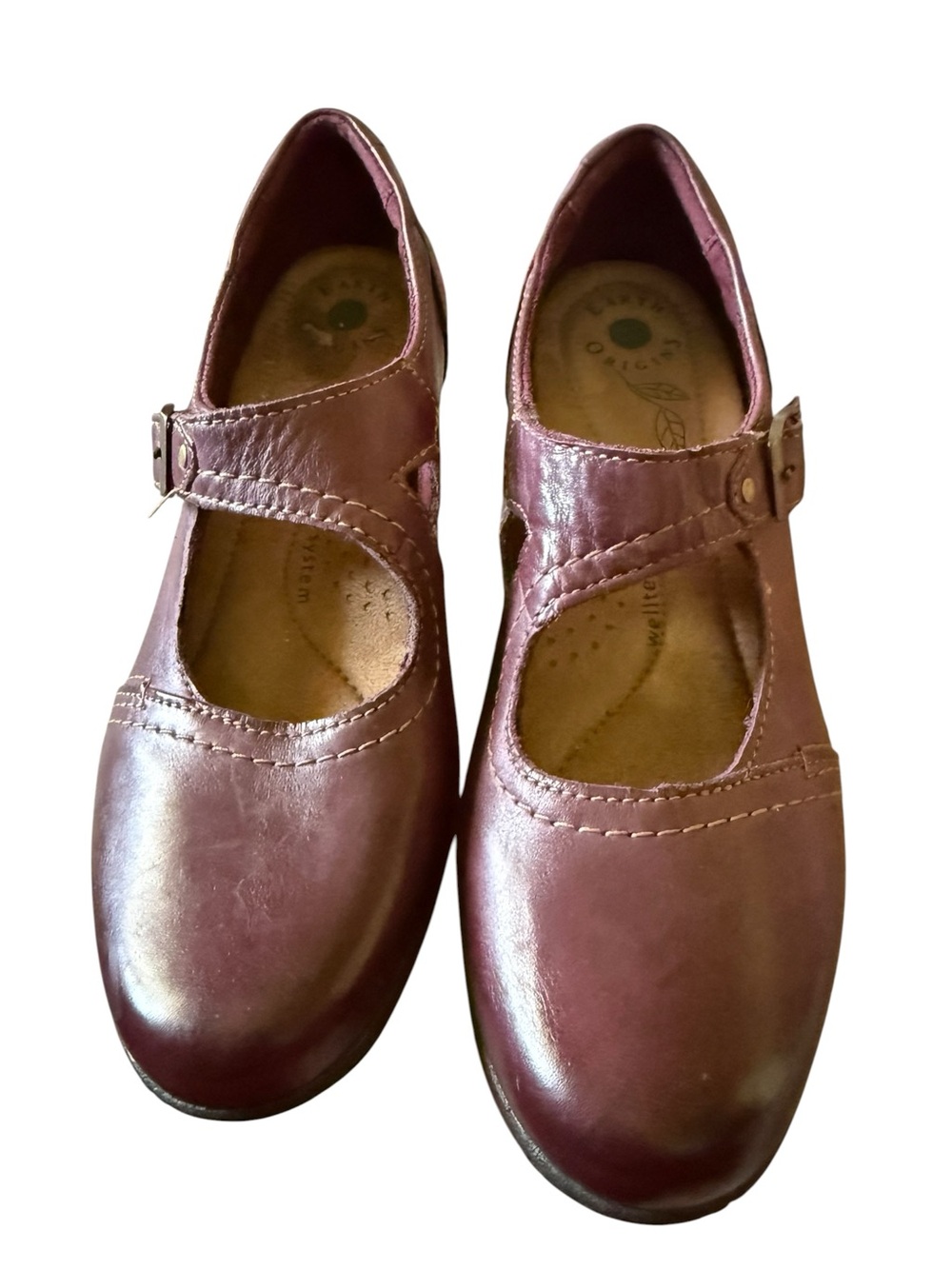 Earth Origins Meredith Mary Jane Shoes Women’s 10M Plum Burgundy Leather Comfort